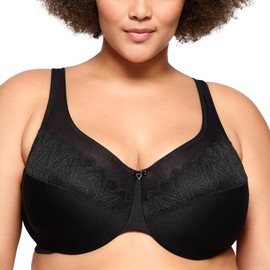 Glamorise Full Figure Plus Size Wonderwire Minimizer Bra Underwire #9003 Black