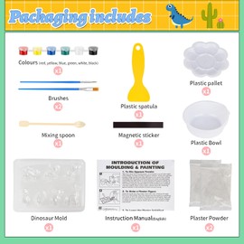 YAOZUP Children's Painting Set, Dinosaur Plaster Casting Set, 7 Patterns Dinosaur Craft Set, Children, Dinosaur Plaster Figures for Casting and Painting, Gift for Crafts for Boys Girls from 6 Years