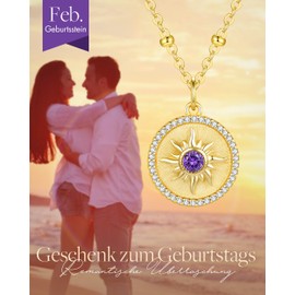 CDE Women's 925 Sterling Silver Necklace for Women Jewellery with Sun Pendant Gift for Her Wife Girlfriend Valentine's Day Wedding Anniversary Birthday Wife Girlfriend Mum Girls, Sterling Silver, Ruby