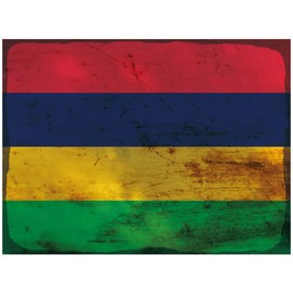 Ontrada Tin Sign 20 x 30 cm Domed Mauritius Flag Mauritius Rust Decorative Gift Sign