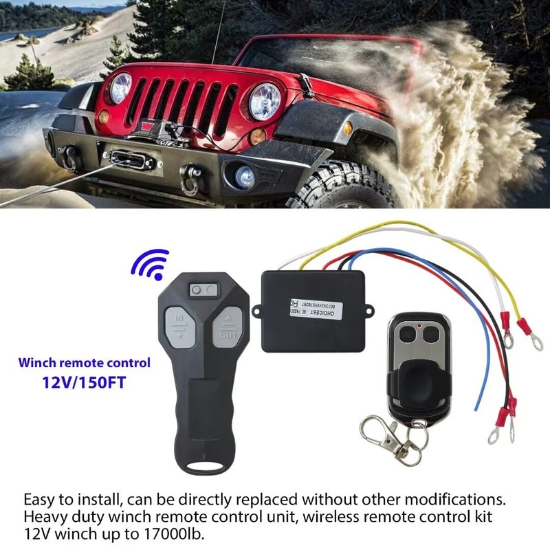 Premium Wireless Winch Remote Control Kit, Universal 150ft Recovery Handset