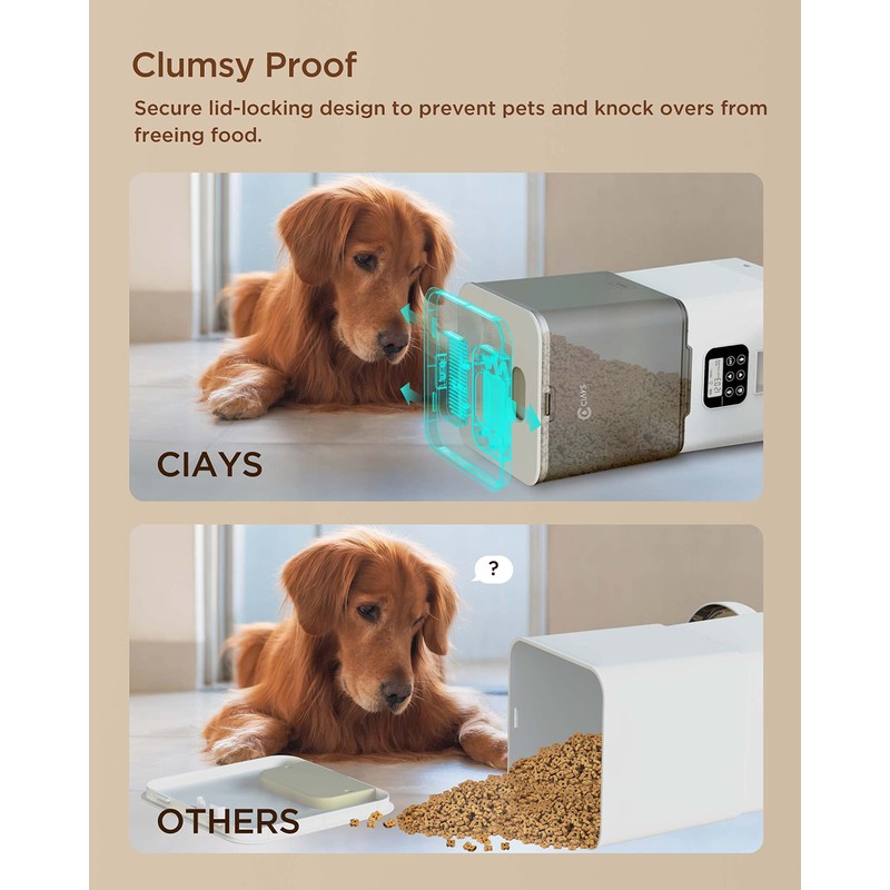 Ciays Automatic Cat Feeder, 5.6L, 4 Meals Per Day, Pet
