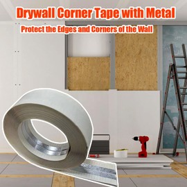 XZRDINGJIE Drywall Corner Tape with Metal, Metal Corner Tape Reinforced for Walls Drywall Paper Tape No Adhesive Tape 100FT