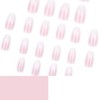 24Pcs Press on Nails Medium Coffin Square French Tip Simple