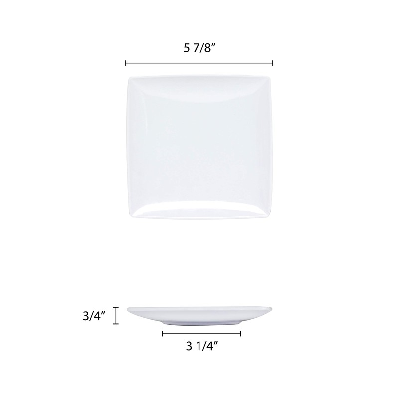 Thunder Group Classic white melamine dinnerware collection 6" square plate,