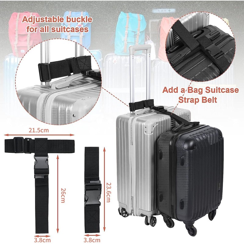Bytebliss 4 Pack Luggage Straps Set,Suitcase, TSA Approved Travel Accessories