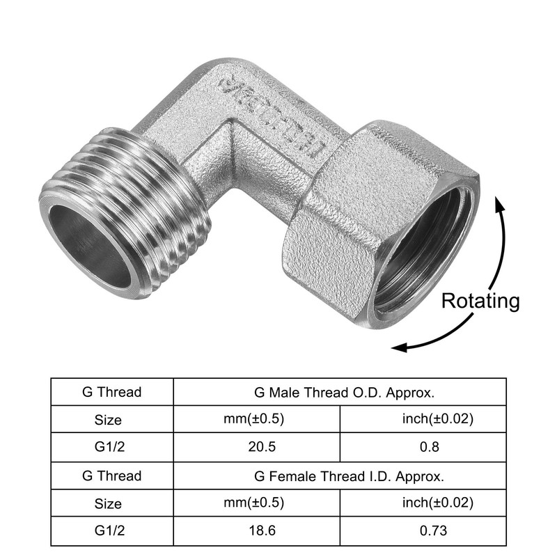 sourcing map Pipe Fitting Elbow G1/2 Male to Female Thread