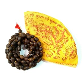 Lotus Seed Kamal Gatta Rosary Japa Mala 108 Beads Laxmi Prayer Hindu Meditation Japa Mala Chakra mala Necklace - Rosary Beads Om Chanting + Gomukhi Gaumukhi Japa Mala Bag