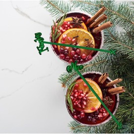 Coffee and Cocktail Stirrers, Reusable Plastic Stirrer Sticks, 24 Green Naughty & Nice Christmas Swizzle Sticks, Use as a Cocktail Garnish, Holiday, Christmas Party Decorations and Bar Supplies, 6inch