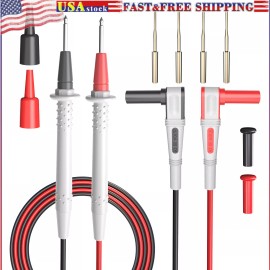 Peakelect Silicone Multimeter Test Leads Kit with Gold-Plated Precision Sharp Probes 4.9ft