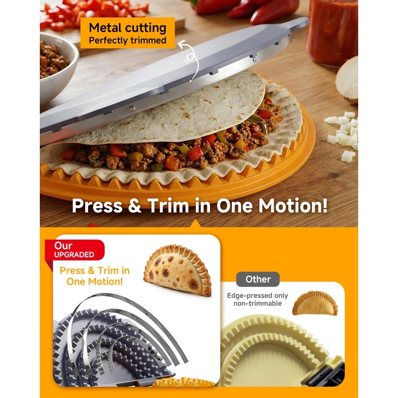 4-in-1 Tortilla Sealer Press, Tortilla Crimper Maker for 4”, 6”,