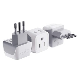 Ceptics Italy Travel Plug Adapter, Chile Plug Adapter with Dual USA Input, Compact Type L Plug Adapter, Safe Grounded Plug, Perfect for Cell Phones, Laptops, Chargers, 3 Pack - CT-12A