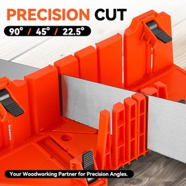Auto Dynasty 2pcs Mitre Box with 4 Clamps Precision Hand Clamping Mitre Cutter Case with 90/45/22.5 Degree Hole Slot for Woodworking,Molding Trim and Frame Molding, Red