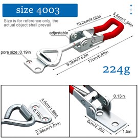 GH-4003 Stainless Steel Toggle Latch, Box Closure, Toggle Lever Tensioner, Lever Lock, Hold Capacity Button Toggle Latch (600 kgf), Pack of 4