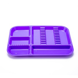 Dental Medical Divided Instrument Plastic Tray Autoclavable Separate Set Up Trays Size B (13 x 9.4") (Purple)