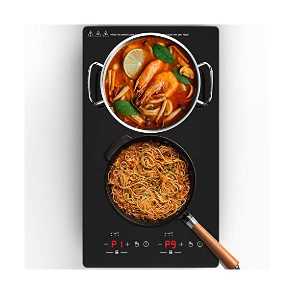 GTKZW Electric Double Induction Cooktop, Portable Double Countertop Burner with