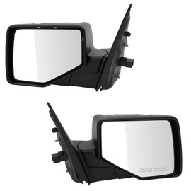 TRQ Driver and Passenger Side Mirror Set Power Smooth Black with Puddle Light Compatible with 2006-2010 Ford Explorer 2007-2010 Ford Explorer Sport Trac FO1320279 FO1321279