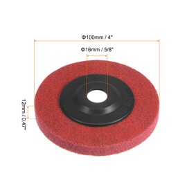 QUARKZMAN Pack of 5 Nylon Fibre Polishing Wheel 4 x 5/8 Inch Sanding Discs Grinding Buffing Disc 240 Grit 9P Non-Woven Fabric Sanding Polishing Wheel for Angle Grinder Red