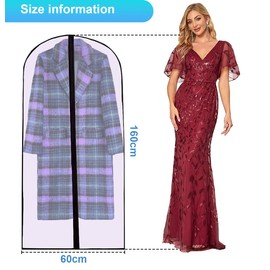 LOSYHU 63 inch Garment Dress Bags Clothes Covers with Zip, Set of 8 Translucent Clothes Covers Coat Bags for Storage, Moth Proof Breathable Protector Bags for Dress, Coats, Suits (60cm*160cm)