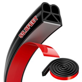 Car Door Seal Strip 55.8FT, Universal Self Adhesive Car Door Seal, Thickened Double Layer Rubber Automotive Weather Stripping, for Cars, Truck, Rv, Pickup, SUV