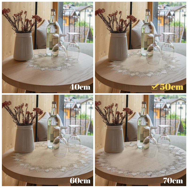 URROMA Linen Round Doily,20 * 20in Beige Table Cover with
