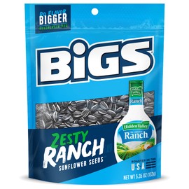 BIGS Sunflower Seeds, Hidden Valley Zesty Ranch Flavor, 5.35 oz. (Pack of 12)