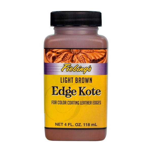 Fiebing's Edge Kote Light Brown Leather Paint (4oz) - Leather Edge Paint for Shoes, Furniture, Purse, Couches - Flexible, Water Resistant, Semi Gloss Color Coating Leather Dye to Protect Natural Edges