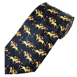 Farm Cottage Brands Navy Blue silk tie with racing horses at the finishing post (524)