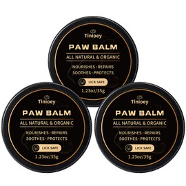 Tinioey All-Natural Lick Safe Dog Paw Balm for Dogs & Cats | 3 Pack Dog Nose Balm for Dry Nose | Snout Soother for Dogs | Dry Cracked Dog Nose Moisturizer | Dog Nose Butter Dogs Need (1.23oz *3)
