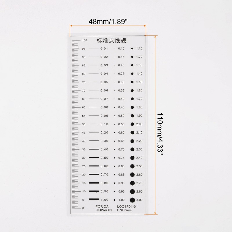 sourcing map High Precision SEC Size Estimation Chart 100mm Transparency