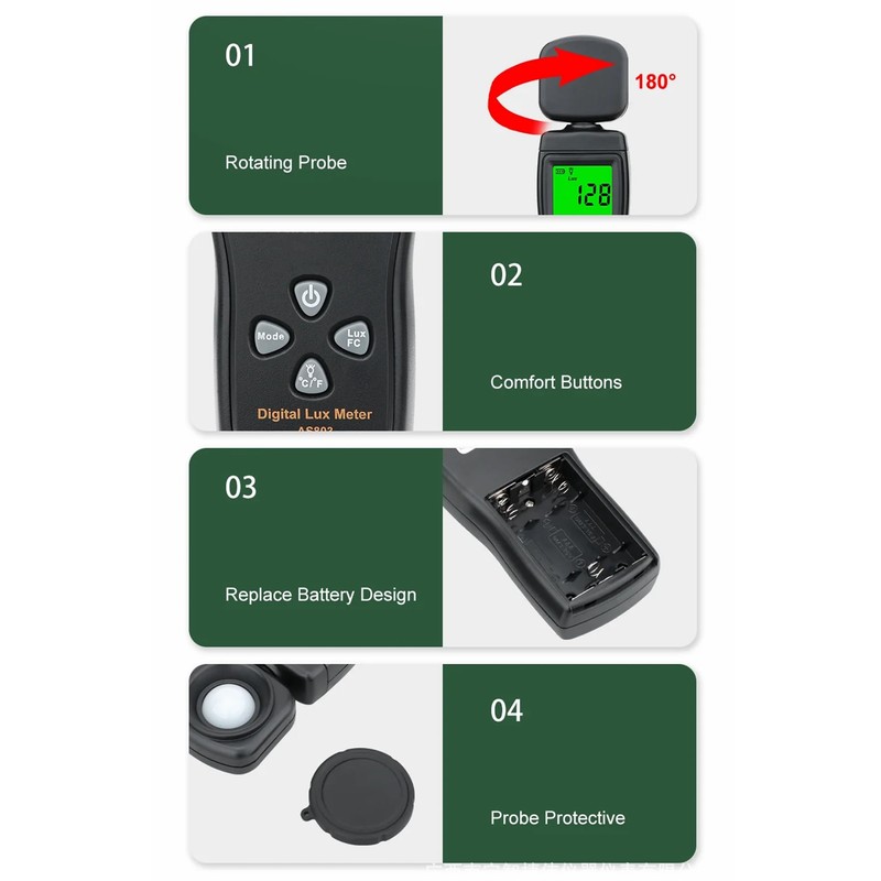 Yankok AS803 Smart Digital Light Meter 1-200000 Lux Auto Measurement