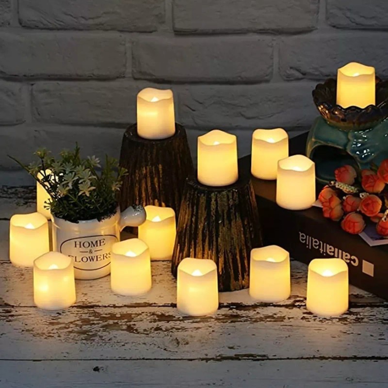 24 Velas Led Ambar Parpadeantes Para Decorar Fiestas Boda Xv