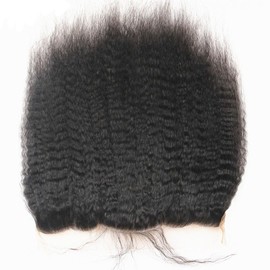 Unprocessed Italian Coarse Yaki Straight 13x4 Full Lace Frontal Closure Ear To Ear Free Part Human Hair Extensions Afro Kinky Straight Top Lace Front Closures With Baby Hair Natural Color 16"