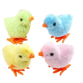 BORFUE 4pcs Easter Jumping Chick Wind up Chick for Kids Party Game Plush Chick Wind up Toysfor Children (random color)
