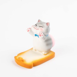 Oinas Cute Cat Phone Stand - Phone Holder with Silicone Stress Relief Squishy, Funny Phone Stand Desk Accessory for Bedroom & Office, Gifts for Kitty Lovers (Gray cat)