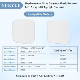 LA502 Filter Replacement for Shark LA300 LA301 LA322 LA351 LA500 LA301 LA360 LA362 LA455 LA702 Rotator Navigator Lift-Away Speed Upright Vacuum, Part XFFK320 4 Foams Felt Filters