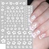 6Pcs White Flower Nail Stickers 3D Self-Adhesive Hibiscus Nail Decals
