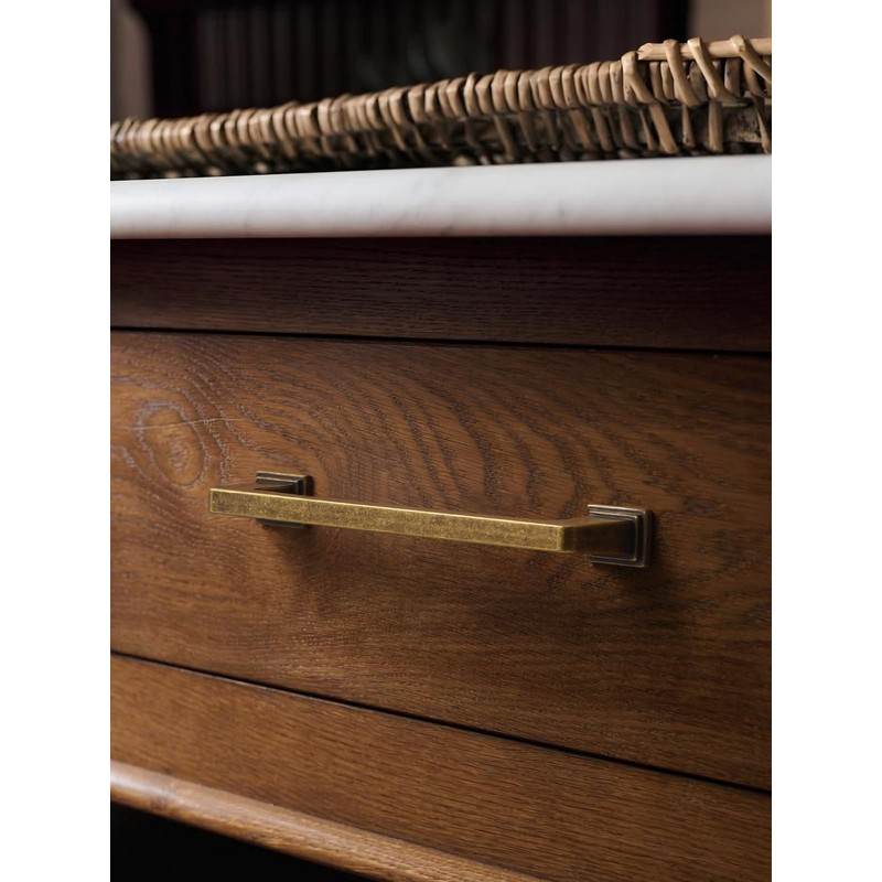 JIASENBAO 10 Pack Antique Brass Cabinet Pulls 6.3" Hole Center