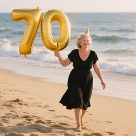 40 Inch Gold Balloon Number 70 Balloon,Jumbo Mylar Foil Helium Balloon for 70 Birthday Digital Balloons for Birthday Party,Wedding Anniversary Party Decorations