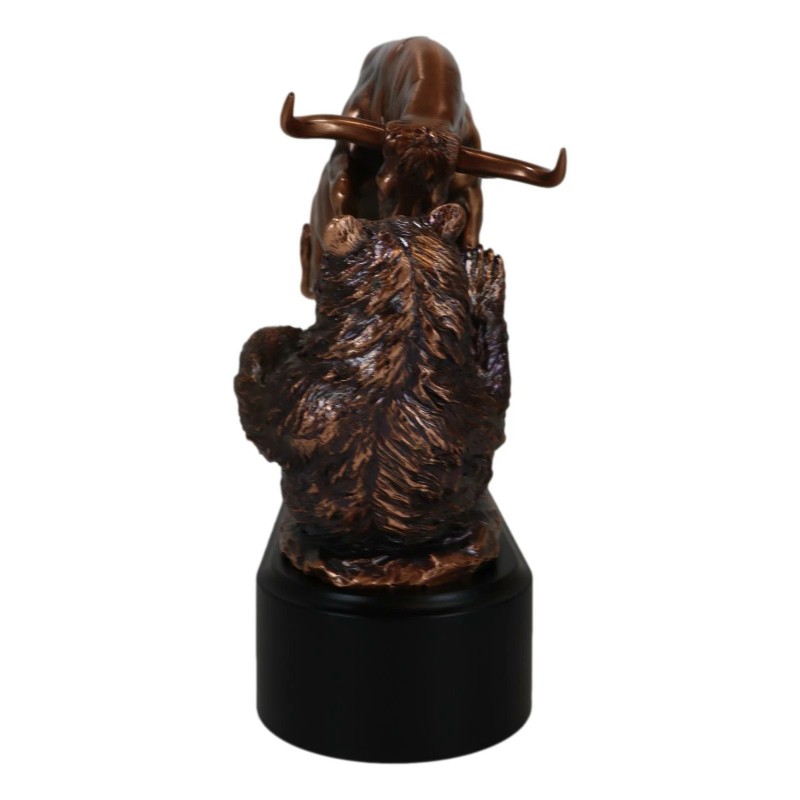 Wall Street Stock Market Charging Bull Trouncing Bear Statue With