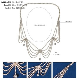 BETHYNAS Boho Rhinestone Layered Tassel Head Chain Bohemian Grecian Crystal Drop Headpiece Wedding Bridal Head Accessory for Women Girls (Style 1)