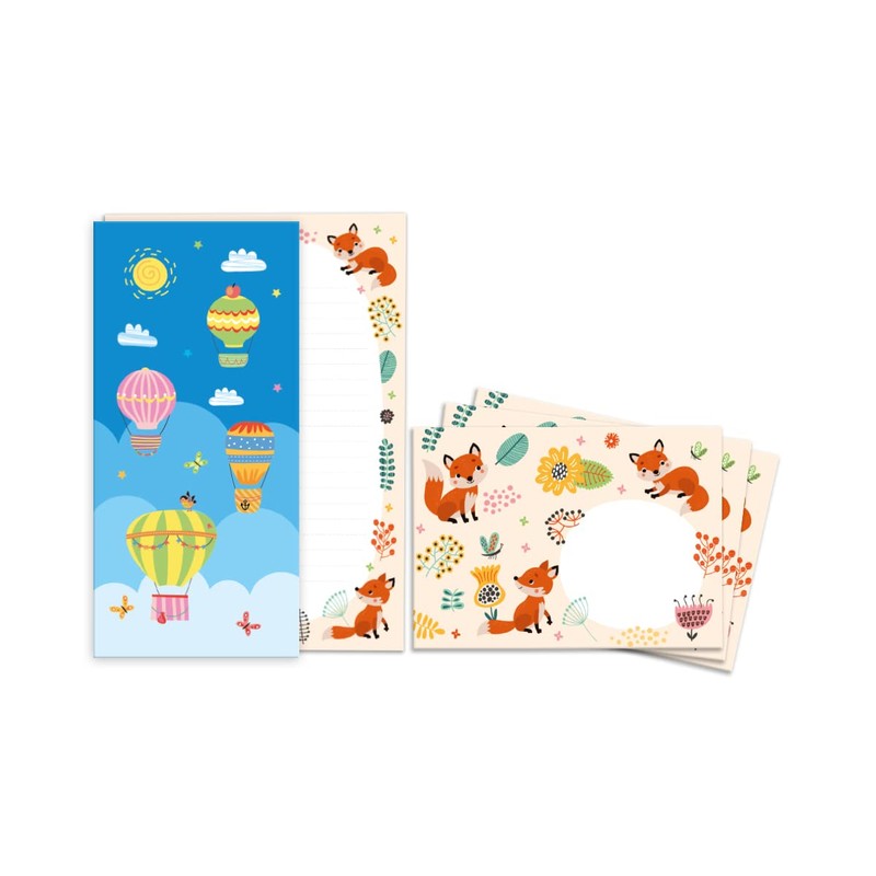 Letter Pad with Envelope for Kids Fox Animals Stationery Set