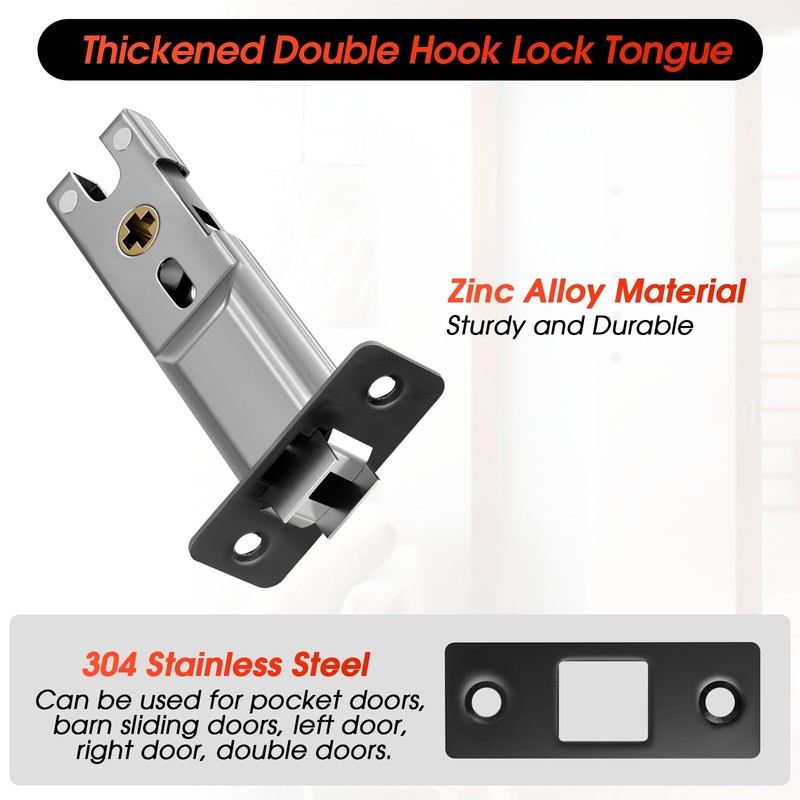 Aglehome Matte Black Pocket Door Hardware with Indicator, Contemporary Privacy