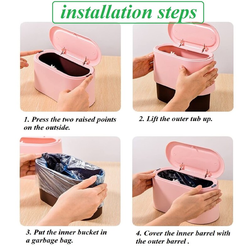 LTWQLing Mini Trash Can with Lid - Removable Small Garbage