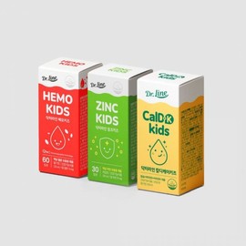 Infant/Child Package Doctor Line Hemo Kids + Zinc Kids + Cald K Kids Baby Iron Supplement Calcium Zinc / 유소아 패키지 닥터라인 헤모키즈+징크키즈+칼디케이키즈 아기철분제 칼슘 아연