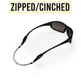 Cablz Zipz Adjustable Eyewear Retainer | Adjustable, Lightweight, Low Profile, Off-The-Neck Eyewear Retainer Strap | Black | 14" w/Regular Tip