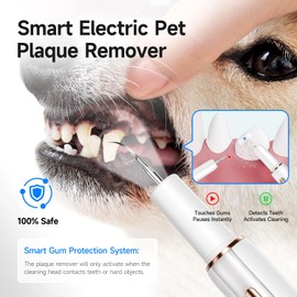 Dog Plaque and Tartar Remover - Dog Tooth Brushing Kit Electric Toothbrush for Dogs,5 Adjustable Mode& 3 Cleaning Head, Plaque Remover for Teeth Stains for Dogs and Cats (Blcak)