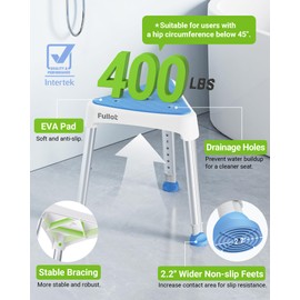 Space-Saving Triangular Shower Chair for Inside Shower with EVA Pad, FSA/HSA Eligible 400 lbs Adjustable Shower Chair for Elderly and Disabled, Non-Slip Shower Seat, Bath Chair for Tub, Tool-Free