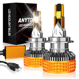 ANYTOP H7 Led Bombillas para Delanteros Faros,160W 20000LM 6000K 400% Blanco Brillo Focos Kits de Conversión,Luz Alta Y Baja,Luces Antiniebla 2 Unidades