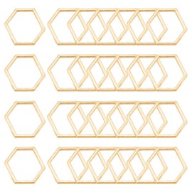 DICOSMETIC Pack of 120 Hexagon Connecting Rings, Golden Hexagon Connectors, Hollow Earrings, Connecting Rings, Alloys, Metal Connectors, Charms for Jewellery Making